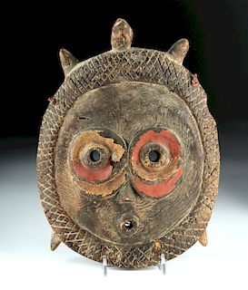 Early 20th C. African Bembe Carved Wood Mask - Owl