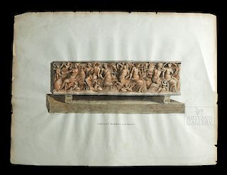19th C. French Engraving - Nereides Sarcophagus