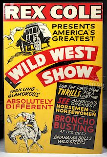 Original Rex Cole's Wild West Show Poster - 1940's