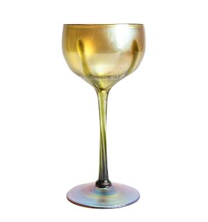 L.C.T Gold Favrile Goblet With Drip Enamel Decoration
