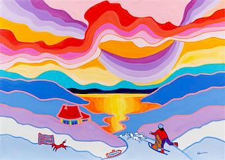 Ted Harrison, (Canadian, 1926-2015), Dawson City, 1989