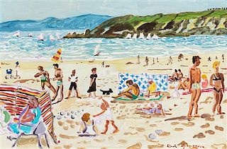 Red Grooms, (American, b. 1937), French Beach Scene, 1980