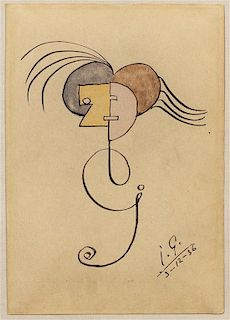 * Julio Gonzales, (Spanish, 1876-1942), Two Heads with the Letter "G", 1936
