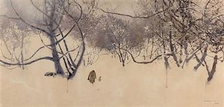 Chen Chi, (American/Chinese, 1912-2005), Walking Dog in Snow, 1988