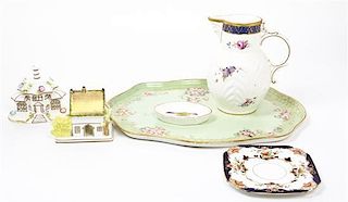 A Collection of English Porcelain Articles, Height of first 7 1/2 inches.