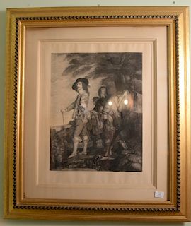 Two large Victorian framed engravings: 
Marie Antoinette De Lorraine D'Autriche Reine De France, 
engraving on woven paper, 
after t...
