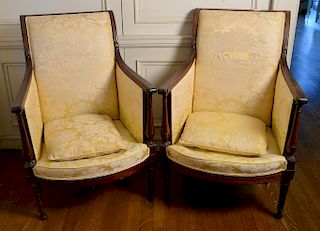 Pair of Louis XVI style bergeres, no cushions. 
***If this lot is not picked up on Sat. 9/22, Sun. 9/23, or Tues 9/25 at Bellevue Av...