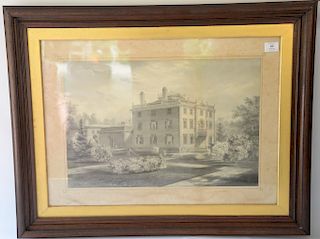 John Perry Newell (1832-1898), 
pencil on paper, 
Newport Mansion, 
signed lower left: L.P. Newell, 
20" x 27" 
***If this lot is no...