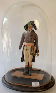 Wax doll of a soldier with sword under glass dome (as is). 
doll height 13 inches 
***If this lot is not picked up on Sat. 9/22, Sun...