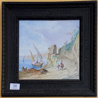 Pair of framed porcelain hand painted tiles, signed A. Monaco. 
9 3/4" x 9 3/4" 
***If this lot is not picked up on Sat. 9/22, Sun. ...