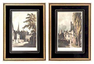 Two English Aquatints, J.C. Stadler, Height 8 1/4 x width 5 1/4 inches.