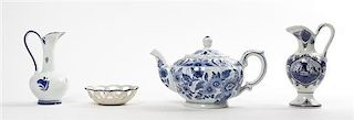 A Collection of Four Modern Delft Serving Articles, Width of first 11 inches.