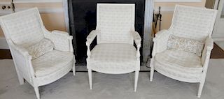 Set of three Louis XVI style Bergeres. 
***If this lot is not picked up on Sat. 9/22, Sun. 9/23, or Tues 9/25 at Bellevue Ave. it wi...