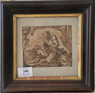 Old master sepia drawing. 
4 1/4" x 5 1/2" 
***If this lot is not picked up on Sat. 9/22, Sun. 9/23, or Tues 9/25 at Bellevue Ave. i...
