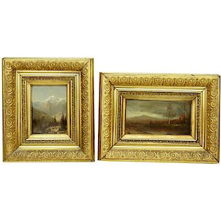 Two Small European School Oil Paintings On Card