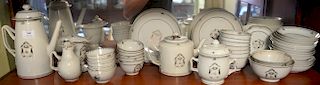 Chinese export lot, forty-two total pieces to include a teapot, a lighthouse pot, creamer, sugar, and condiment, 11 cups, 9 small bo...