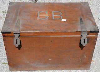 Large oak Victorian fitted silver chest, monogrammed GB