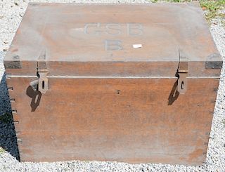 Large oak fitted silver chest, monogrammed GSB B