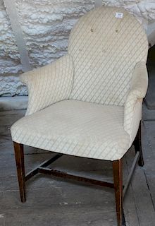 Custom mahogany Federal style upholstered chair.  
***If this lot is not picked up on Sat. 9/22, Sun. 9/23, or Tues 9/25 at Bellevue...