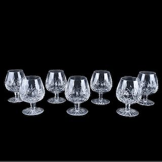 Seven Waterford Crystal "Lismore" Brandy Glasses
