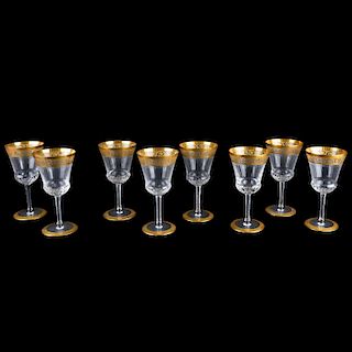 Eight St Louis Crystal "Thistle" Wine Goblets