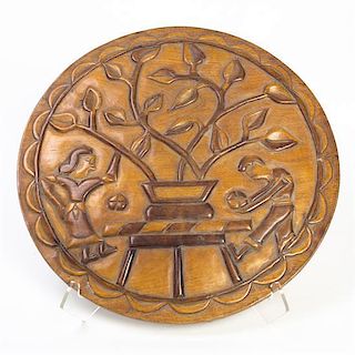 A Carved Wood Games Board, Diameter 21 1/2 inches.