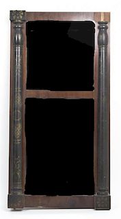 A Federal Stenciled Mirror, Height 29 3/4 x width 15 1/4 inches.