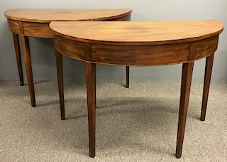 Pair of George III Demilune Mahogany End Tables