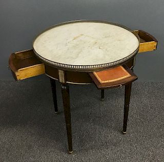 Louis VXI Style Mahogany Round Marble Top Table
