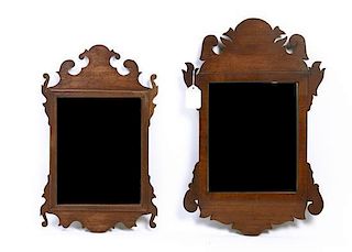 A Near Pair of Chippendale Style Mahogany Mirrors, Height of taller 20 inches.