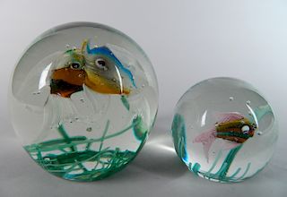 2 Murano glass aquarium paperweights