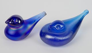 Dominick Labino 2 blue glass sculptures