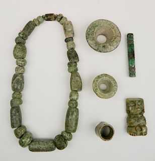 6 Pre-Columbian jade-ite items