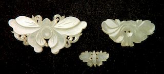 19th c. Chinese 3 carved jade pendants