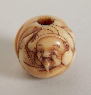 19th c. Carved ivory Ojime