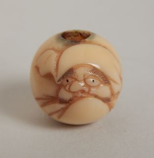 19th c. Carved ivory Ojime