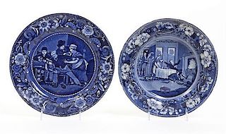 Two English Transfer Plates, Clews, Diameter of the first 10 1/4 inches.