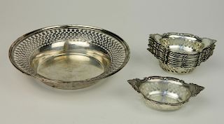 Reticulated sterling silver nut dishes