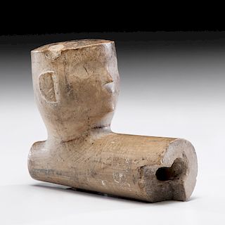 Great Lakes Limestone Effigy Pipe, From the Collection of Jan Sorgenfrei