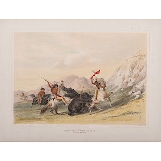 George Catlin (American, 1796-1872) Hand-Colored Lithograph on Paper