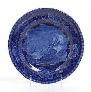 An English Transfer Decorated Plate, Enoch Wood, Diameter 9 1/4 inches.