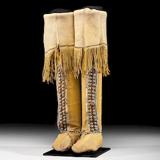 Comanche Beaded Hide Hightop Boot Moccasins, From the Rafter 3 Ranch, Coleman Texas