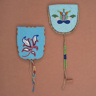 Plateau Beaded Hide Pouches, Collected by Gustav (Gus) Sigel (1837-1923)