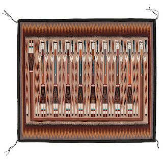 Etta Peacock (Dine, 20th century) Navajo Yei Weaving / Rug, From the Collection of William H. Saunders, M.D. and Putzi Saunders, Ohio