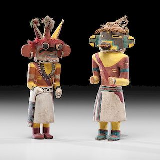 Hopi Manangya, Lizard Katsina AND Hopi Pahi-ala, Three-horned Katsina, From the Collection of Charles McNutt, Sr.