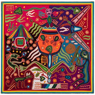 Jose Benitez Sanchez (Huichol, 1938-2008) Yarn Painting on Board