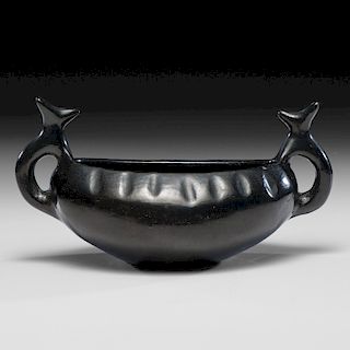 Sara Fina Tafoya (Santa Clara, 1863-1950), Attributed Blackware Figural Bowl, From the Collection of Maurine Grammer