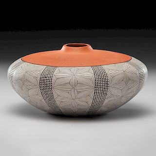 Adrianna Roy-Keene (Acoma, b. 1956) Double Award Winning Corrugated Pottery Jar, From the Collection of William H. Saunders, M.D. and Putzi Saunders, 