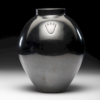 Richard Ebelacker (Santa Clara, 1946-2010) Award Winning Blackware Pottery Storage Jar, From the Collection of William H. Saunders, M.D. and Putzi Sau