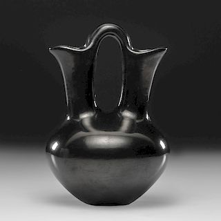Santana and Adam Martinez (San Ildefonso, 1909-2002 / 1903-2000) Blackware Wedding Pottery Vase, From the Collection of Charles McNutt, Sr
